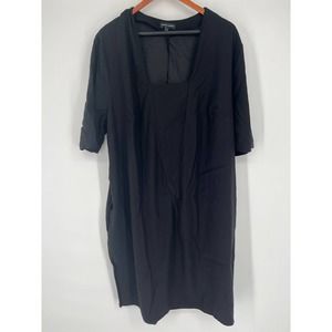 Universal Standard Marilyn Shift Dress Sz M (18-20) Black Short Sleeve